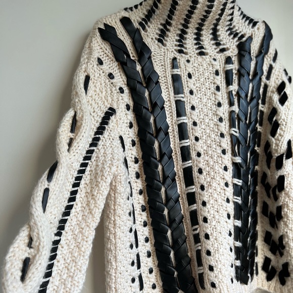 Altuzarra Sweaters - Caravan Leather & Lace Stitched Sweater